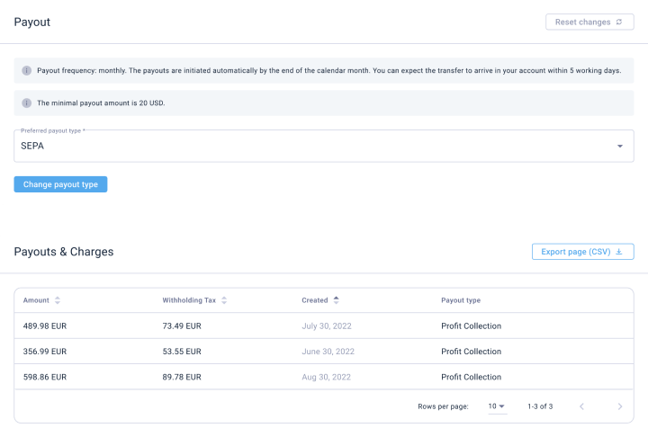 automatic payouts